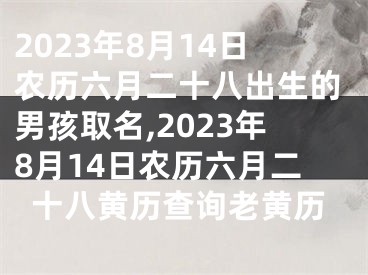 2023年8月14日农历六月二十八出生的男孩取名,2023年8月14日农历六月二十八黄历查询老黄历