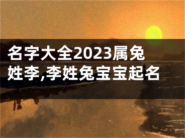 名字大全2023属兔姓李,李姓兔宝宝起名