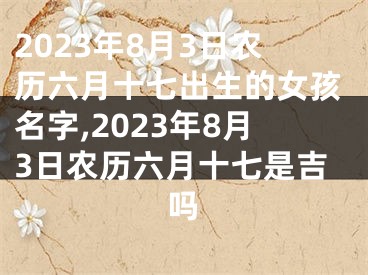 2023年8月3日农历六月十七出生的女孩名字,2023年8月3日农历六月十七是吉吗