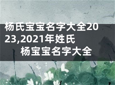 杨氏宝宝名字大全2023,2021年姓氏杨宝宝名字大全