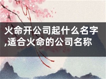 火命开公司起什么名字,适合火命的公司名称