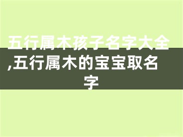 五行属木孩子名字大全,五行属木的宝宝取名字