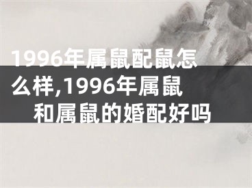 1996年属鼠配鼠怎么样,1996年属鼠和属鼠的婚配好吗