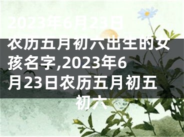 2023年6月23日农历五月初六出生的女孩名字,2023年6月23日农历五月初五初六