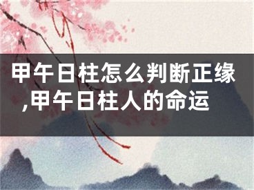 甲午日柱怎么判断正缘,甲午日柱人的命运