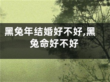 黑兔年结婚好不好,黑兔命好不好