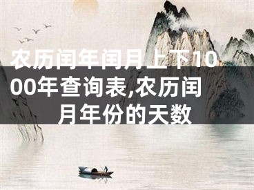 农历闰年闰月上下1000年查询表,农历闰月年份的天数