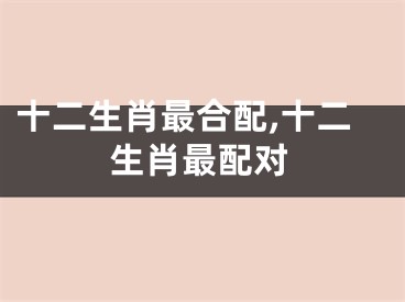 十二生肖最合配,十二生肖最配对