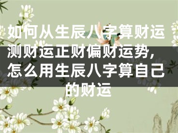 如何从生辰八字算财运测财运正财偏财运势,怎么用生辰八字算自己的财运