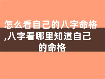 怎么看自己的八字命格,八字看哪里知道自己的命格