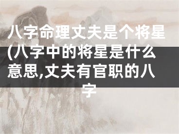 八字命理丈夫是个将星(八字中的将星是什么意思,丈夫有官职的八字