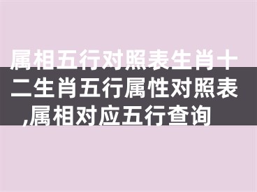 属相五行对照表生肖十二生肖五行属性对照表,属相对应五行查询