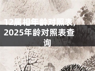 12属相年龄对照表,2025年龄对照表查询