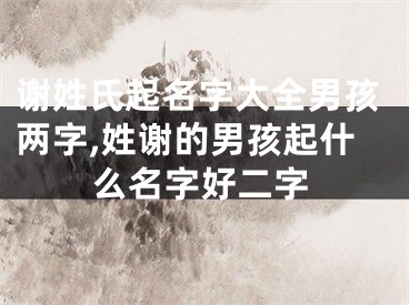 谢姓氏起名字大全男孩两字,姓谢的男孩起什么名字好二字