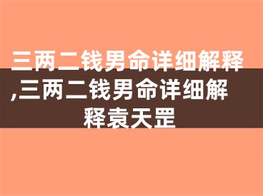 三两二钱男命详细解释,三两二钱男命详细解释袁天罡