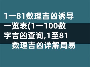 1一81数理吉凶诱导一览表(1一100数字吉凶查询,1至81数理吉凶详解周易