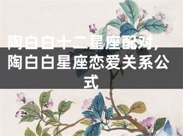 陶白白十二星座配对,陶白白星座恋爱关系公式