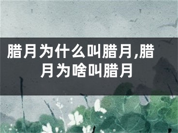 腊月为什么叫腊月,腊月为啥叫腊月