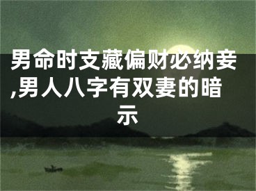 男命时支藏偏财必纳妾,男人八字有双妻的暗示