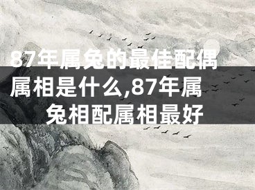 87年属兔的最佳配偶属相是什么,87年属兔相配属相最好