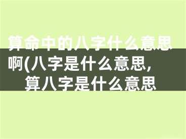 算命中的八字什么意思啊(八字是什么意思,算八字是什么意思