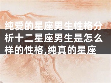 纯爱的星座男生性格分析十二星座男生是怎么样的性格,纯真的星座