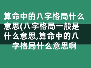 算命中的八字格局什么意思(八字格局一般是什么意思,算命中的八字格局什么意思啊