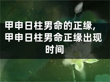 甲申日柱男命的正缘,甲申日柱男命正缘出现时间
