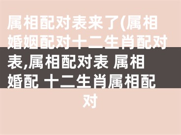 属相配对表来了(属相婚姻配对十二生肖配对表,属相配对表 属相婚配 十二生肖属相配对