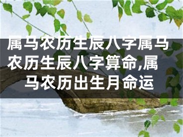 属马农历生辰八字属马农历生辰八字算命,属马农历出生月命运