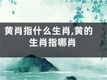 黄肖指什么生肖,黄的生肖指哪肖