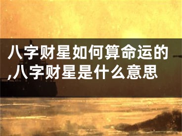 八字财星如何算命运的,八字财星是什么意思