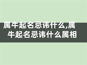 属牛起名忌讳什么,属牛起名忌讳什么属相