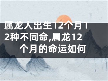 属龙人出生12个月12种不同命,属龙12个月的命运如何