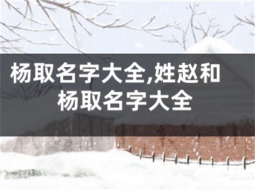 杨取名字大全,姓赵和杨取名字大全
