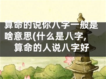 算命的说你八字一般是啥意思(什么是八字,算命的人说八字好