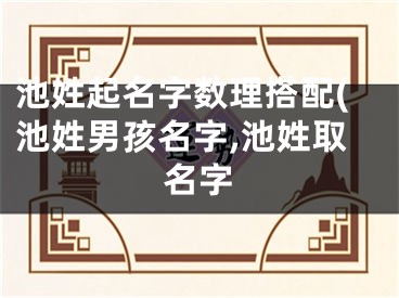 池姓起名字数理搭配(池姓男孩名字,池姓取名字