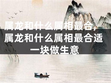 属龙和什么属相最合,属龙和什么属相最合适一块做生意