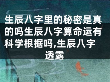 生辰八字里的秘密是真的吗生辰八字算命运有科学根据吗,生辰八字透露