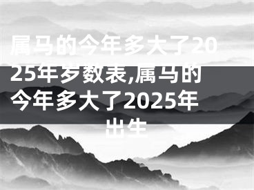 属马的今年多大了2025年岁数表,属马的今年多大了2025年出生