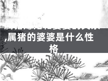 属猪媳妇和婆婆的关系,属猪的婆婆是什么性格
