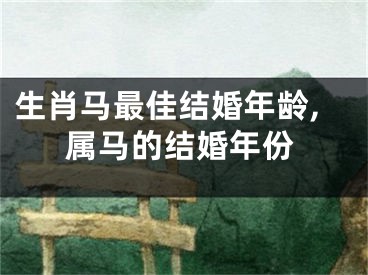 生肖马最佳结婚年龄,属马的结婚年份