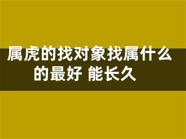 属虎的找对象找属什么的最好 能长久