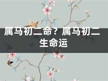 属马初二命？属马初二生命运