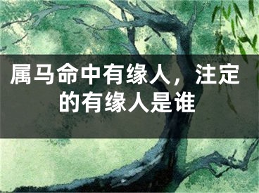 属马命中有缘人，注定的有缘人是谁