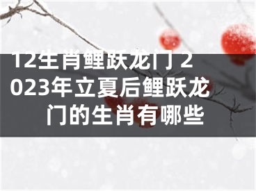 12生肖鲤跃龙门 2023年立夏后鲤跃龙门的生肖有哪些
