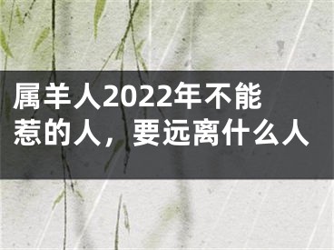 属羊人2022年不能惹的人，要远离什么人