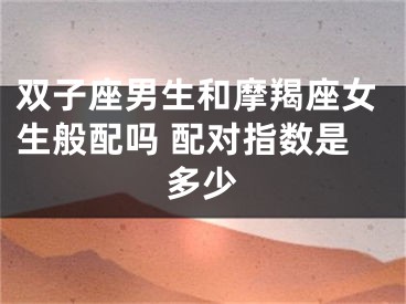 双子座男生和摩羯座女生般配吗 配对指数是多少