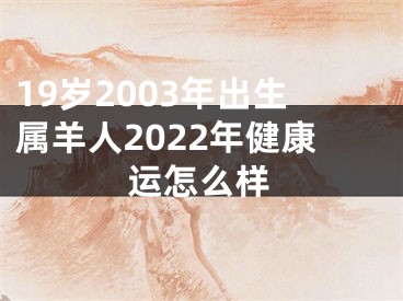 19岁2003年出生属羊人2022年健康运怎么样