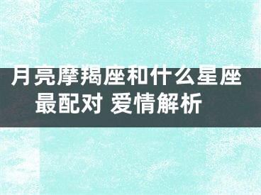 月亮摩羯座和什么星座最配对 爱情解析